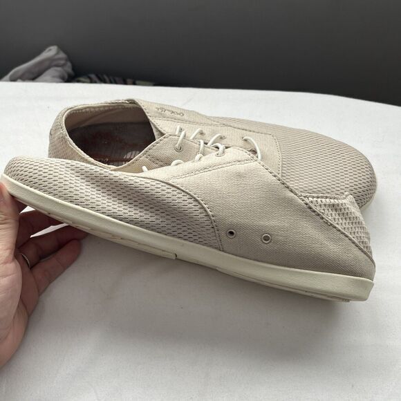 Olukai Waialua Lace Drop-In-Heel Sneaker Shoe Womens Size 9 Ivory Comfort Casual - Picture 5 of 14